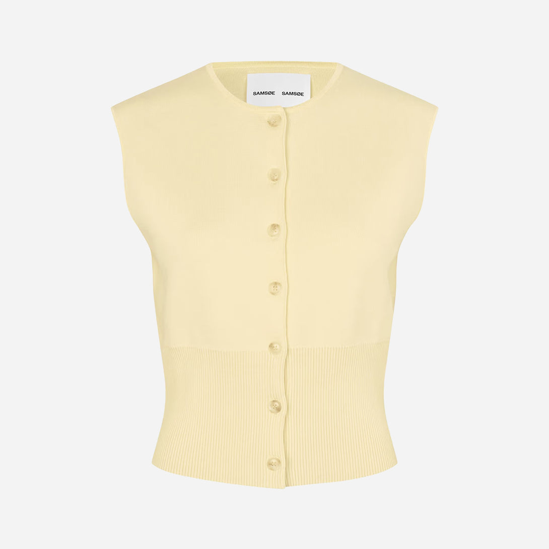 Ethereal Green Saanne Top Womens Button Up Sleeveless Top Samsoe Samsoe Clothing