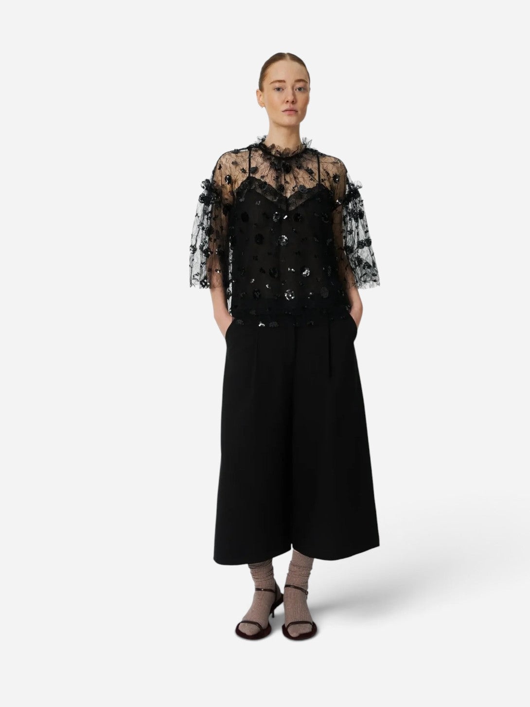 Black Sequins Mesh Blouse Stella Nova Womens Blouse