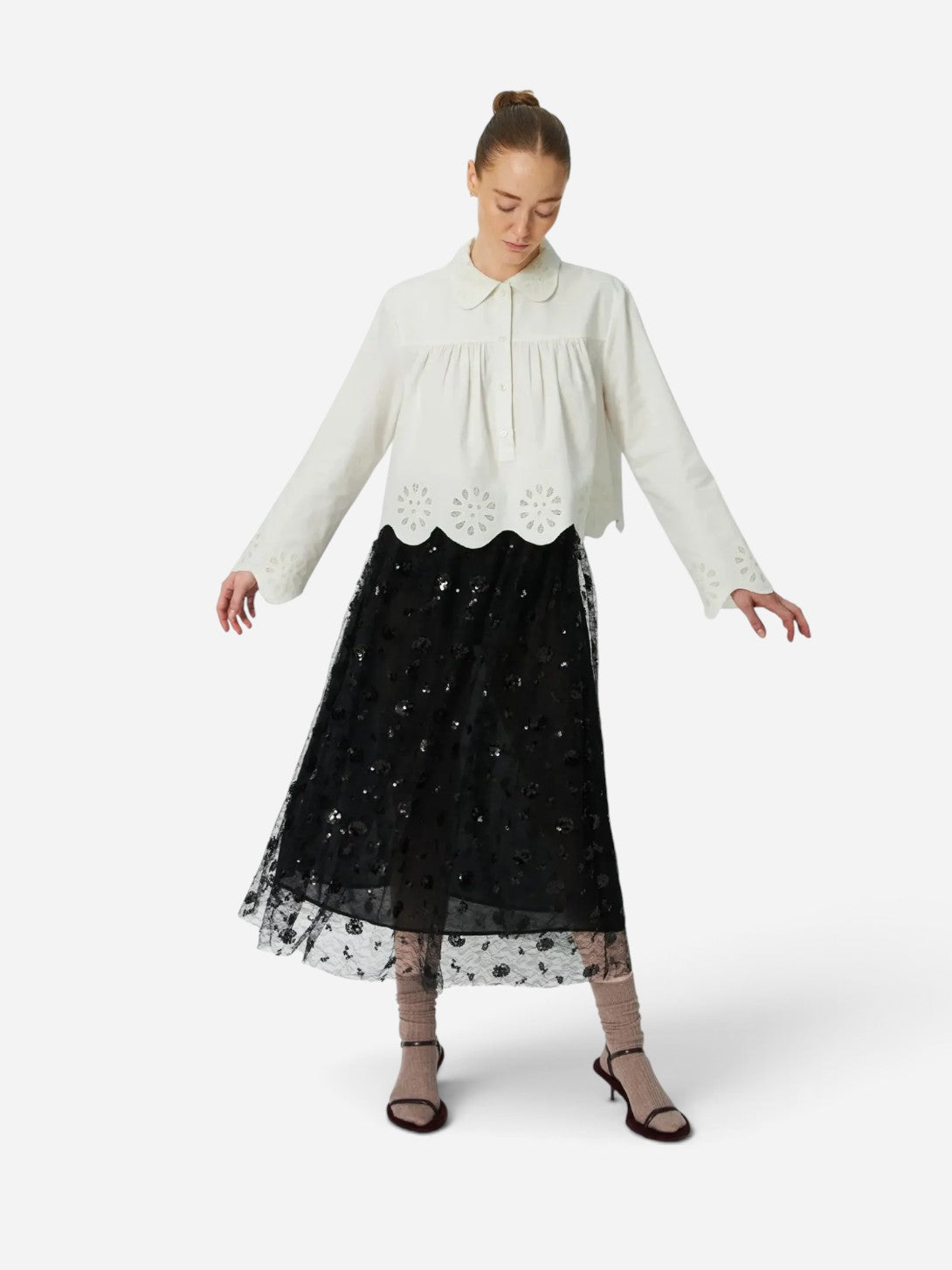 Black Sequins Mesh Skirt Womens Stella Nova Skirt