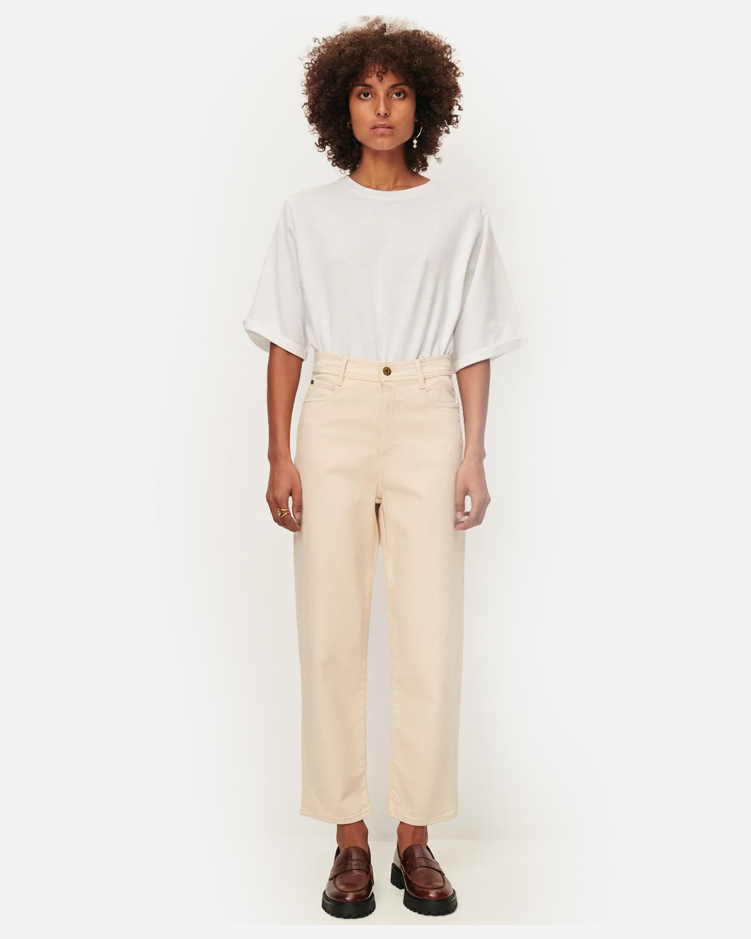 Fleur de Sel Peter Womens Cream Colored Denim Jeans Sessun