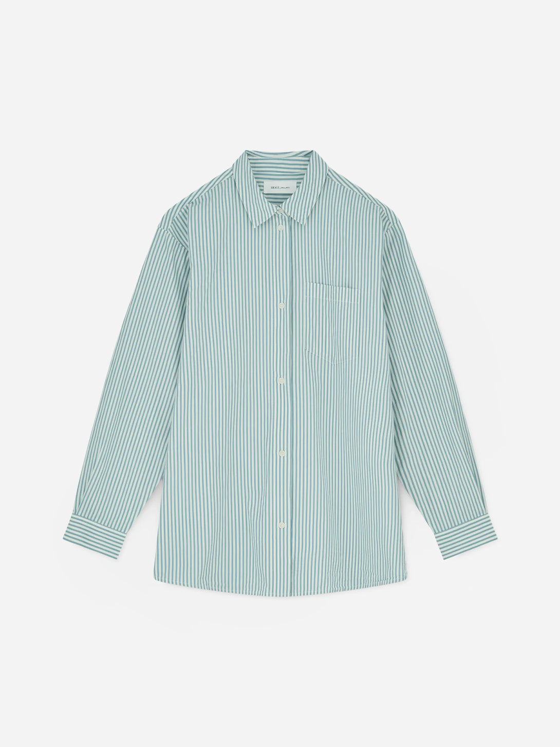 White/Aqua Stripe Edgar Shirt Womens Woven Button Up Shirt Skall Studio