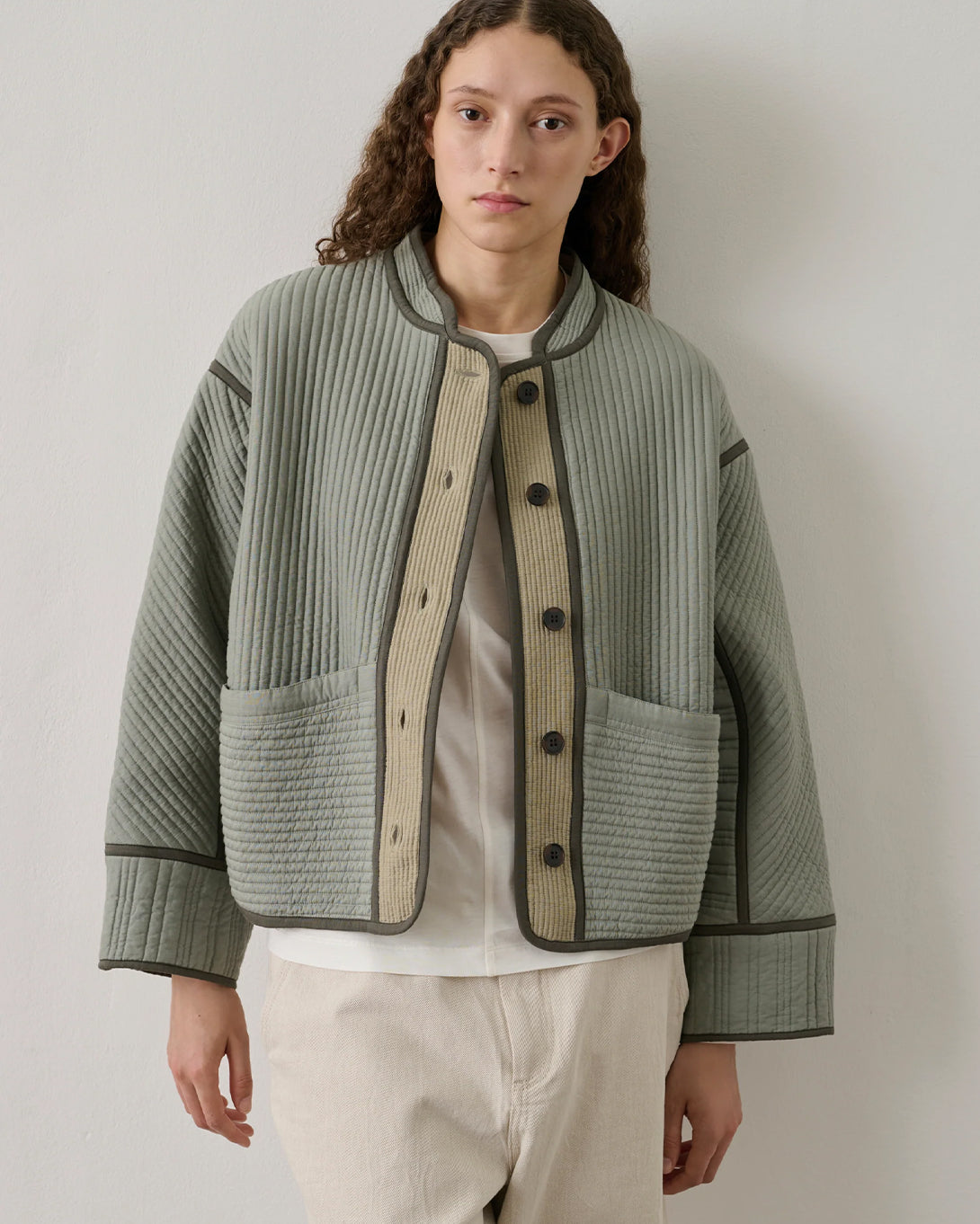 Vert d'eau Patchouli Womens Textured Jacket Light Outerwear Button Up Soeur Clothing