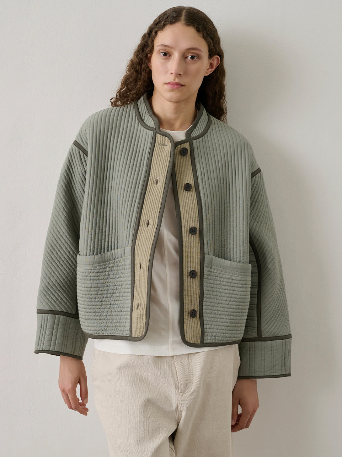 Vert d'eau Patchouli Womens Textured Jacket Light Outerwear Button Up Soeur Clothing