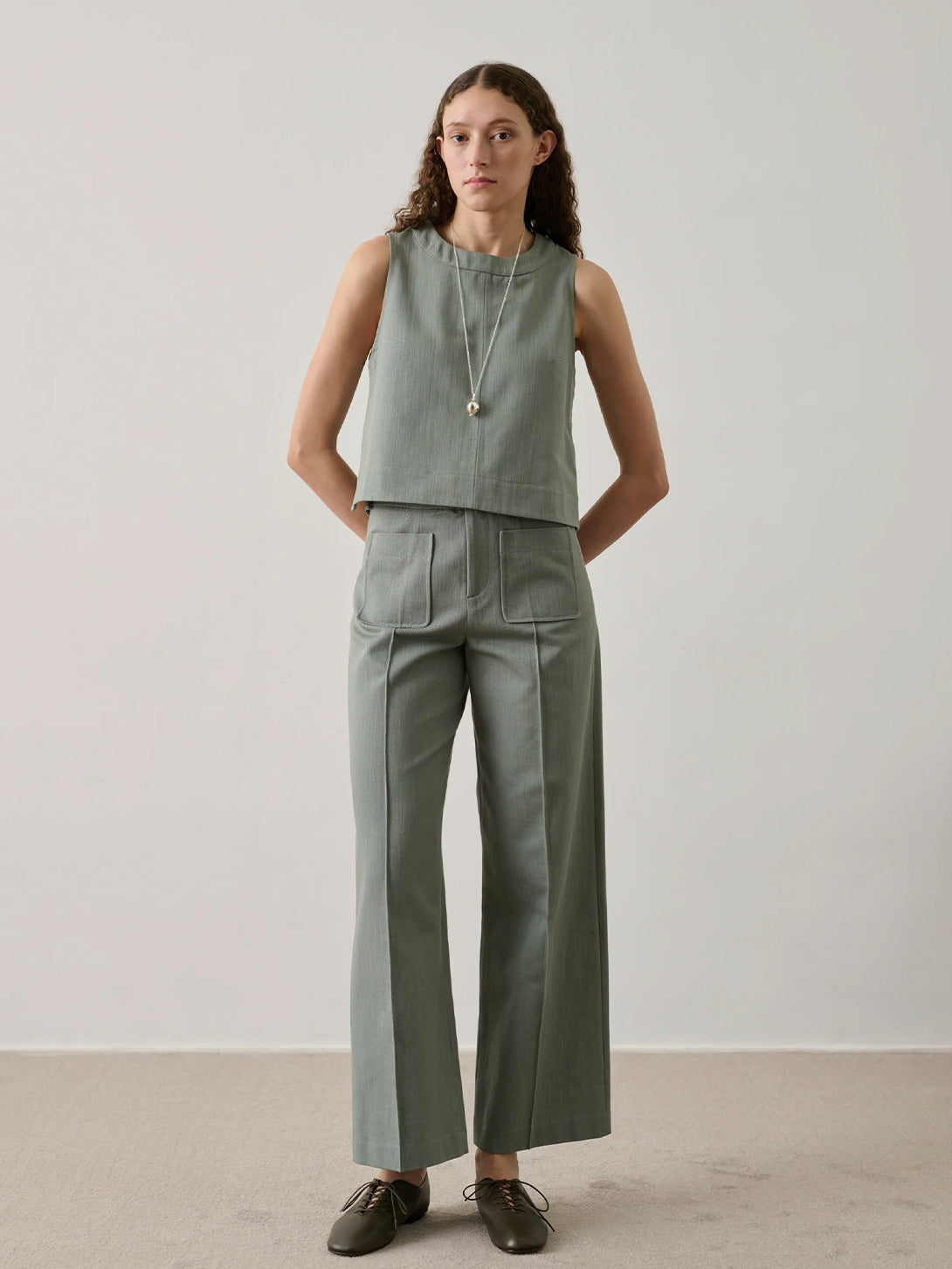 Vert D'eau Harry Womens Green Trousers Casual Formal Pants Leg Pleat Soeur Clothing
