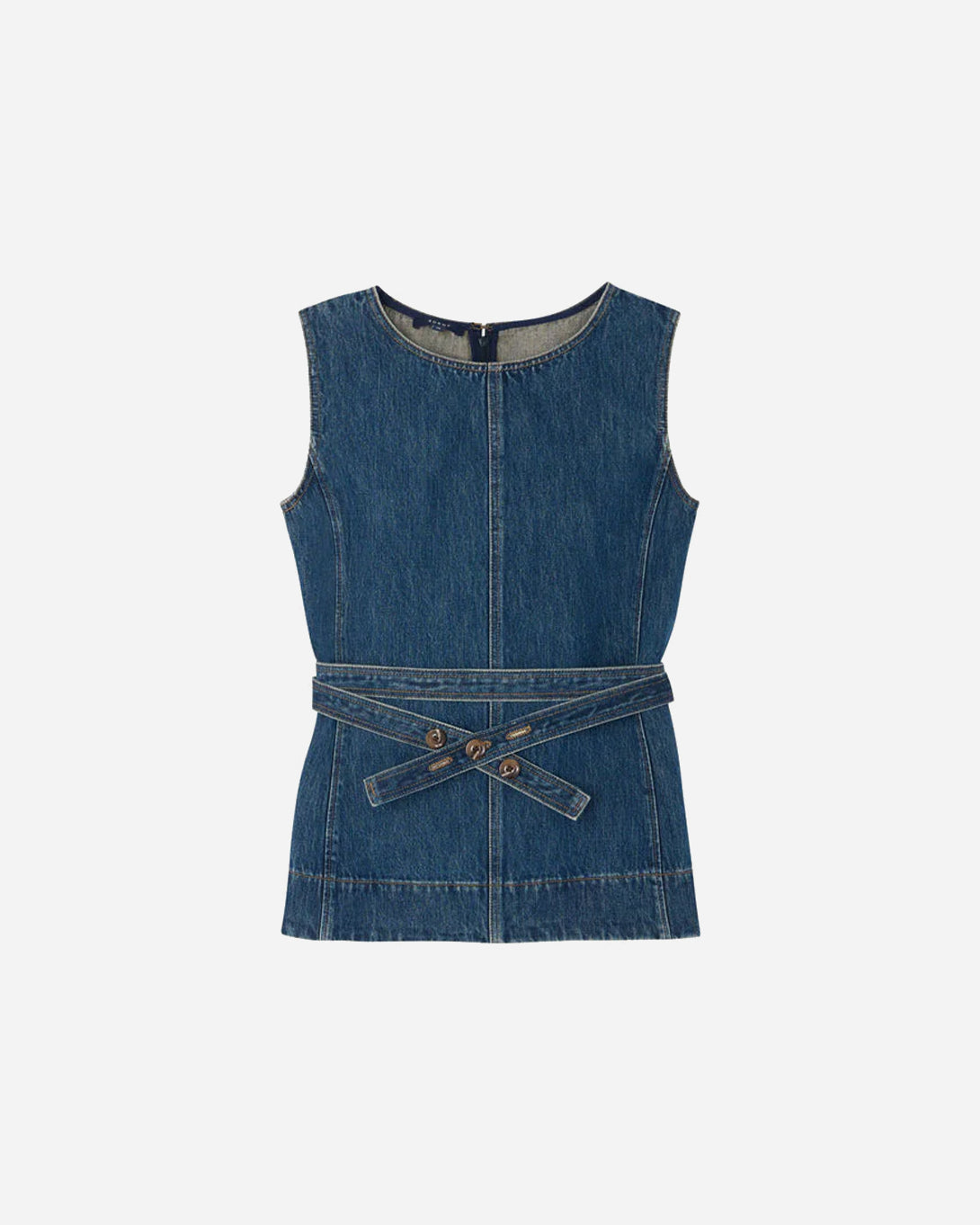 Bleu Chance Womens Denim Tank Top Shirt Sleeveless Denim Soeur