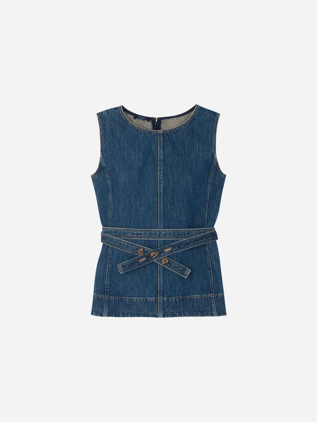 Bleu Chance Womens Denim Tank Top Shirt Sleeveless Denim Soeur