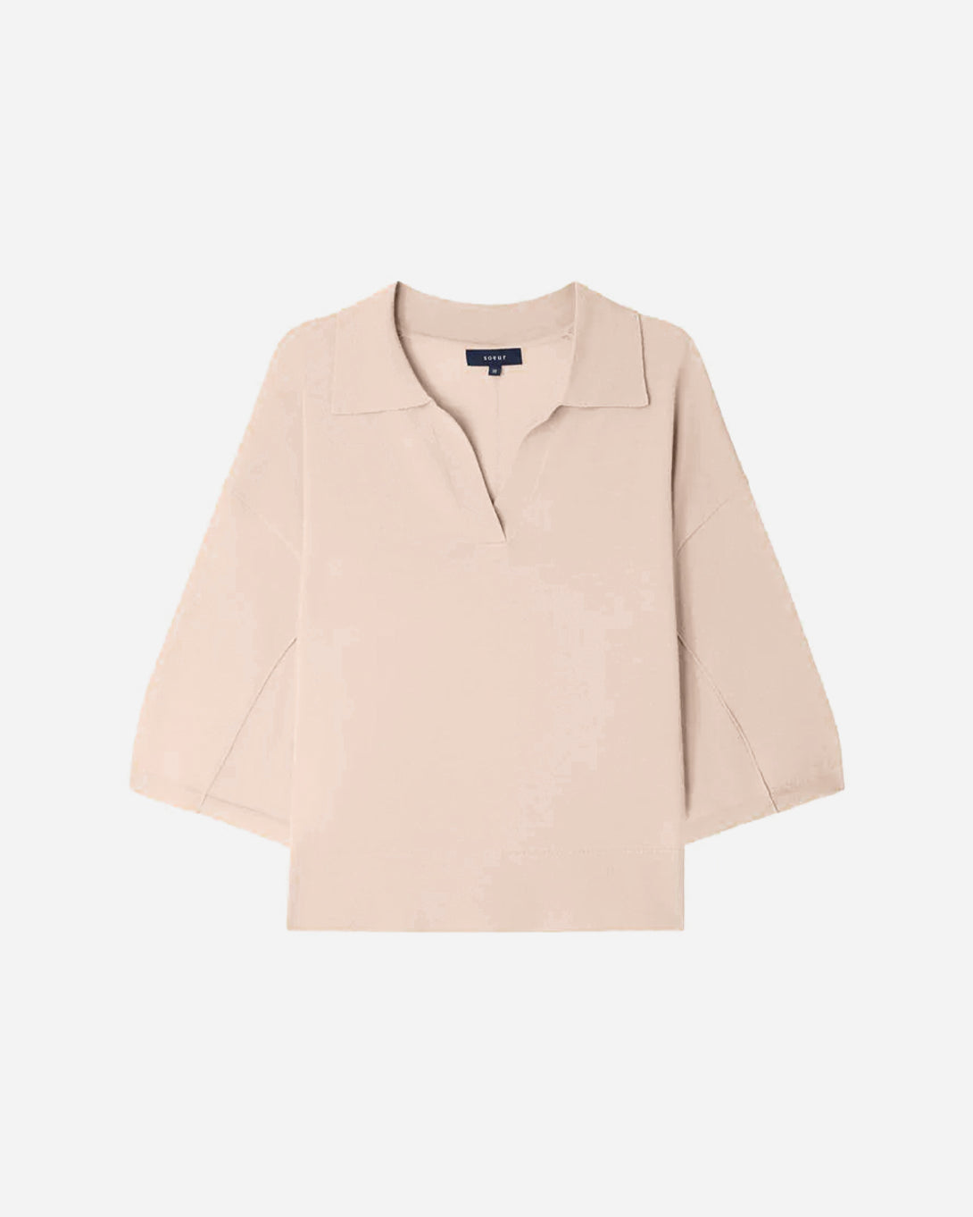 Rose Poudre Elton Womens Relaxed Fit Short Sleeve Sweater Open Collar Soeur Clothing