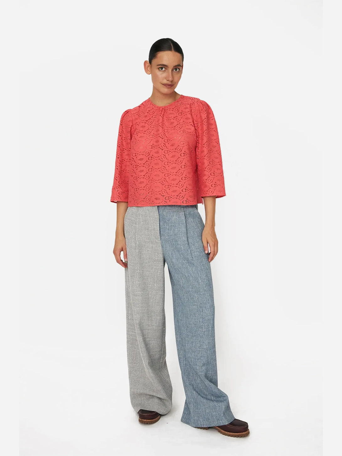 Summer Coral Cotton Lace Blouse Womens Blouse Stella Nova