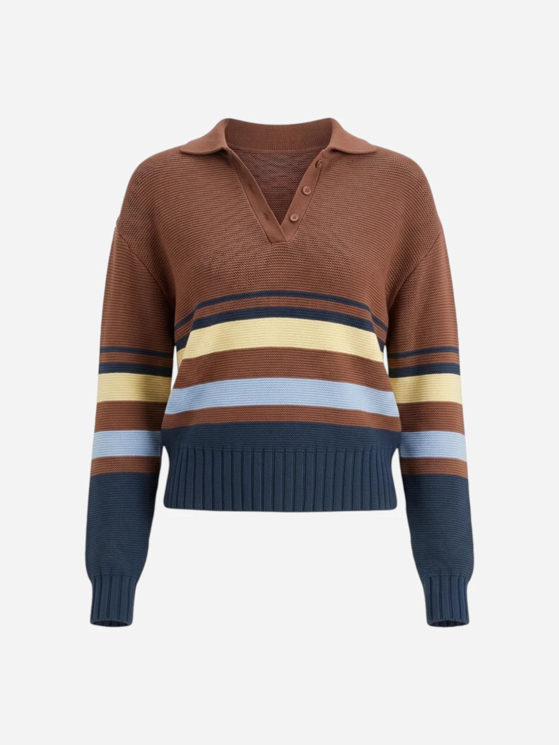 Walnut Wood Copenhagen Stripe The Cleo Pullover Womens Knit Sweater Solid And Striped