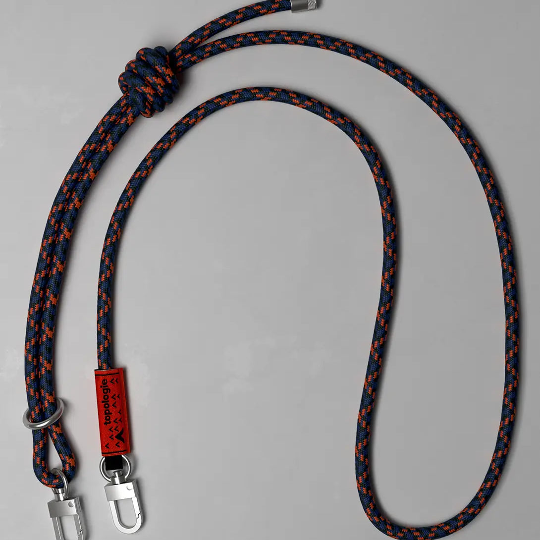 Navy Orange Patterned Topologie 8mm Rope Strap