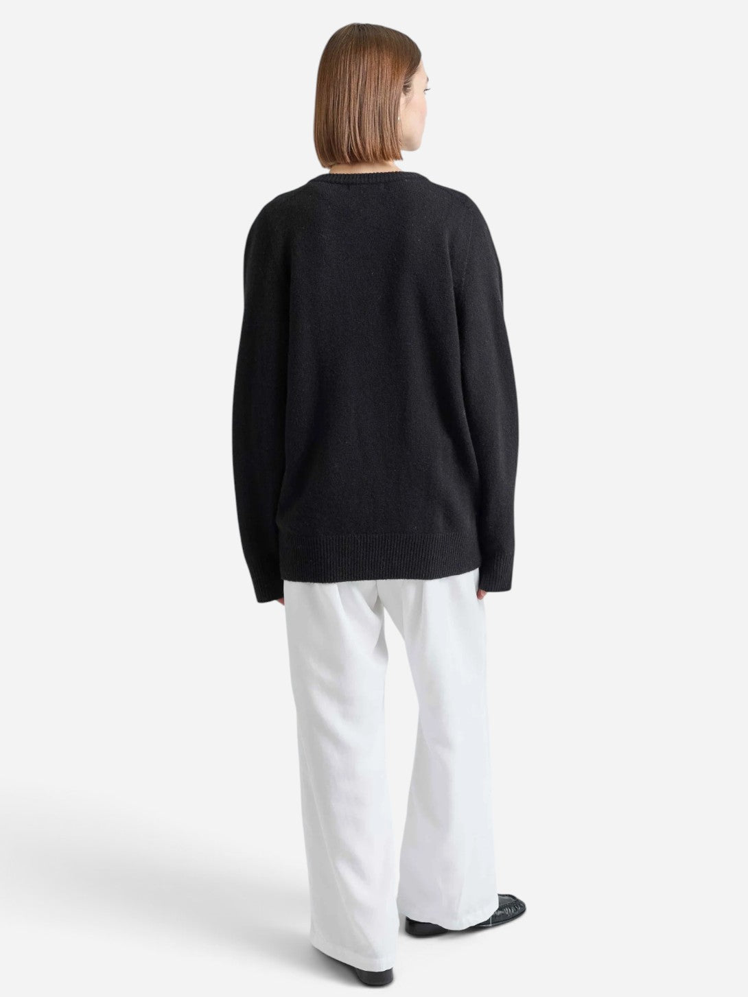 Black Wool V Neck Sweater Women V Neck Merino Wool Sweater Almina Concept