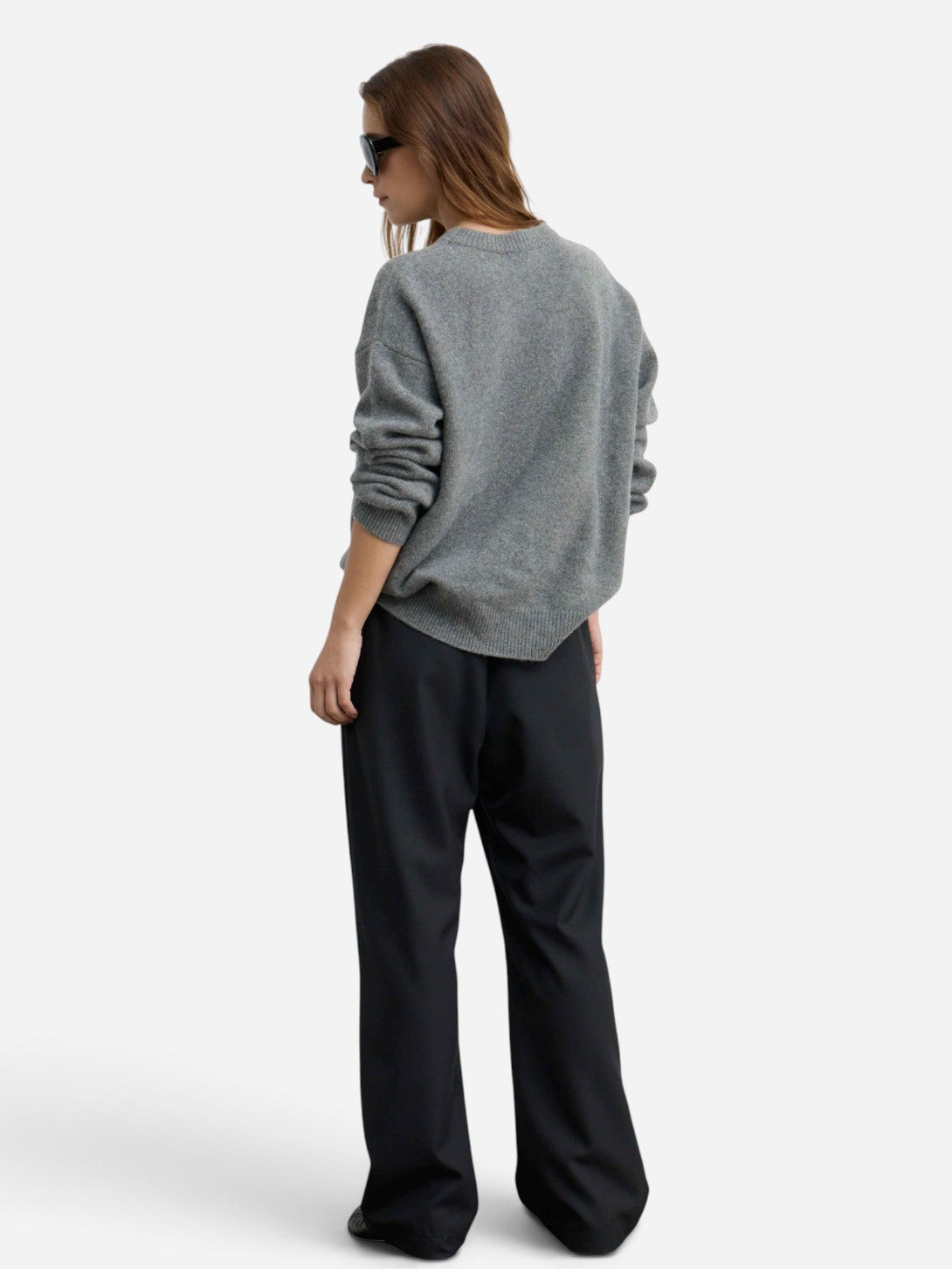 Grey Oversized Wool Cash Sweater Almina Concept