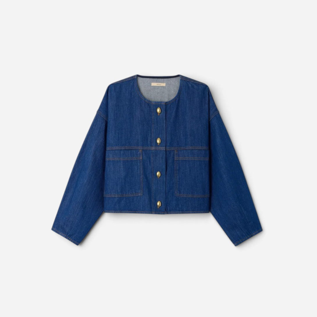 Seventy Blue Almodiva Womens Round Nck Denim Outerwear Sessun Clothing