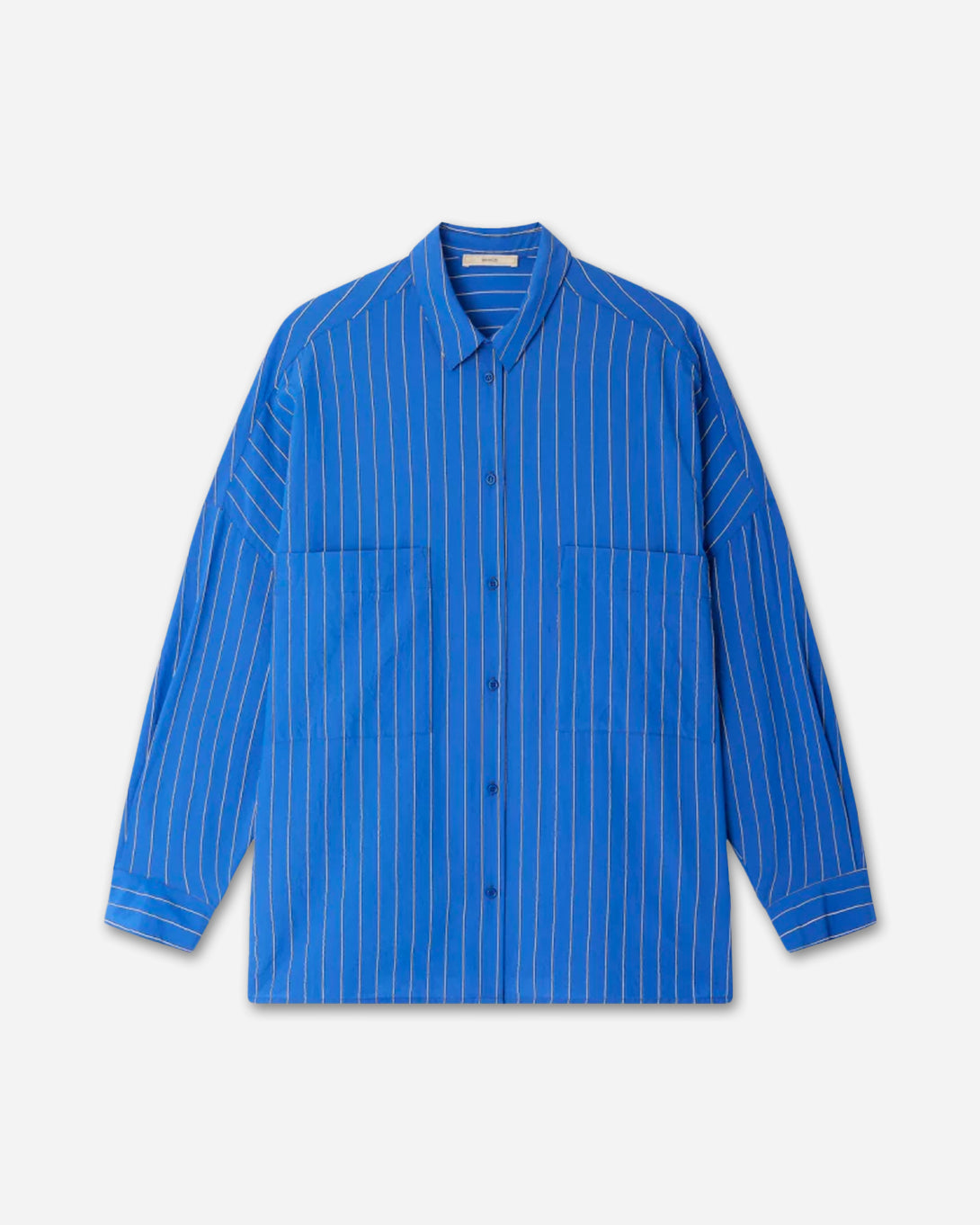 Office Blue Fontania Womens Sessun Striped Woven Overshirt Collared Long Sleeve Shirt
