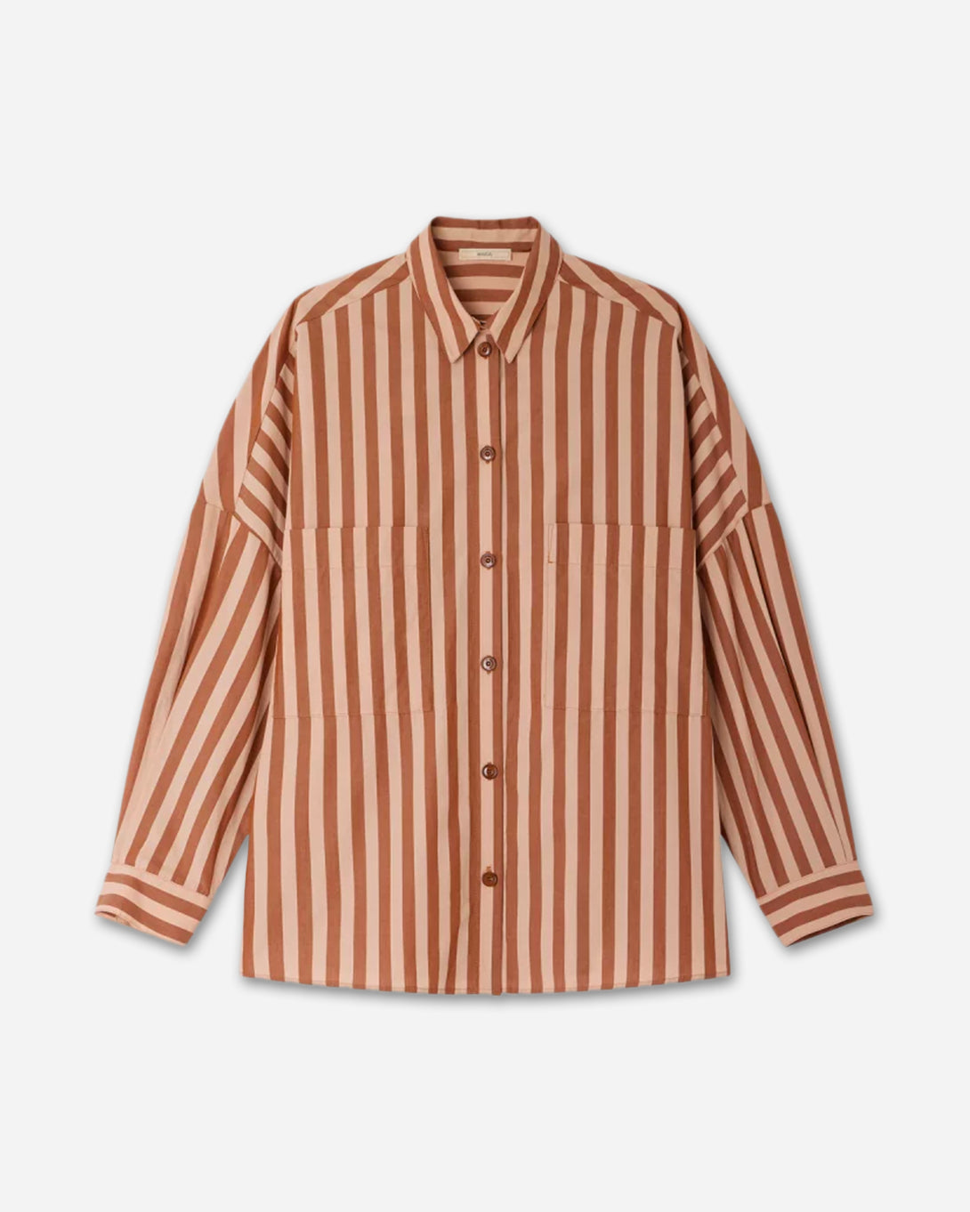 Toffee Blush Fontania Womens Sessun Striped Woven Overshirt Collared Long Sleeve Shirt
