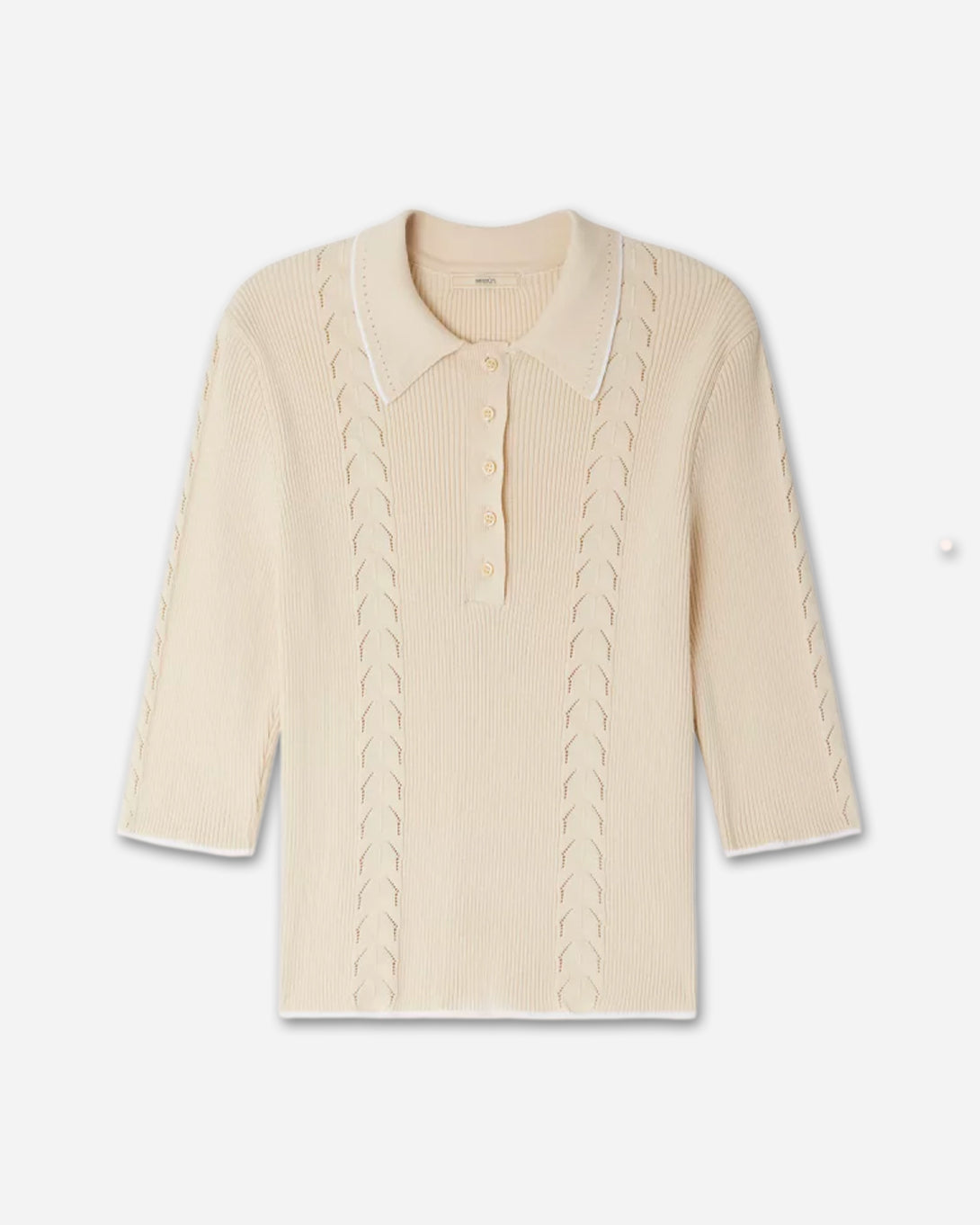 Tapioca Jodi Womens Sessun Knit Shirt Cotton Beige Collared Knitwear