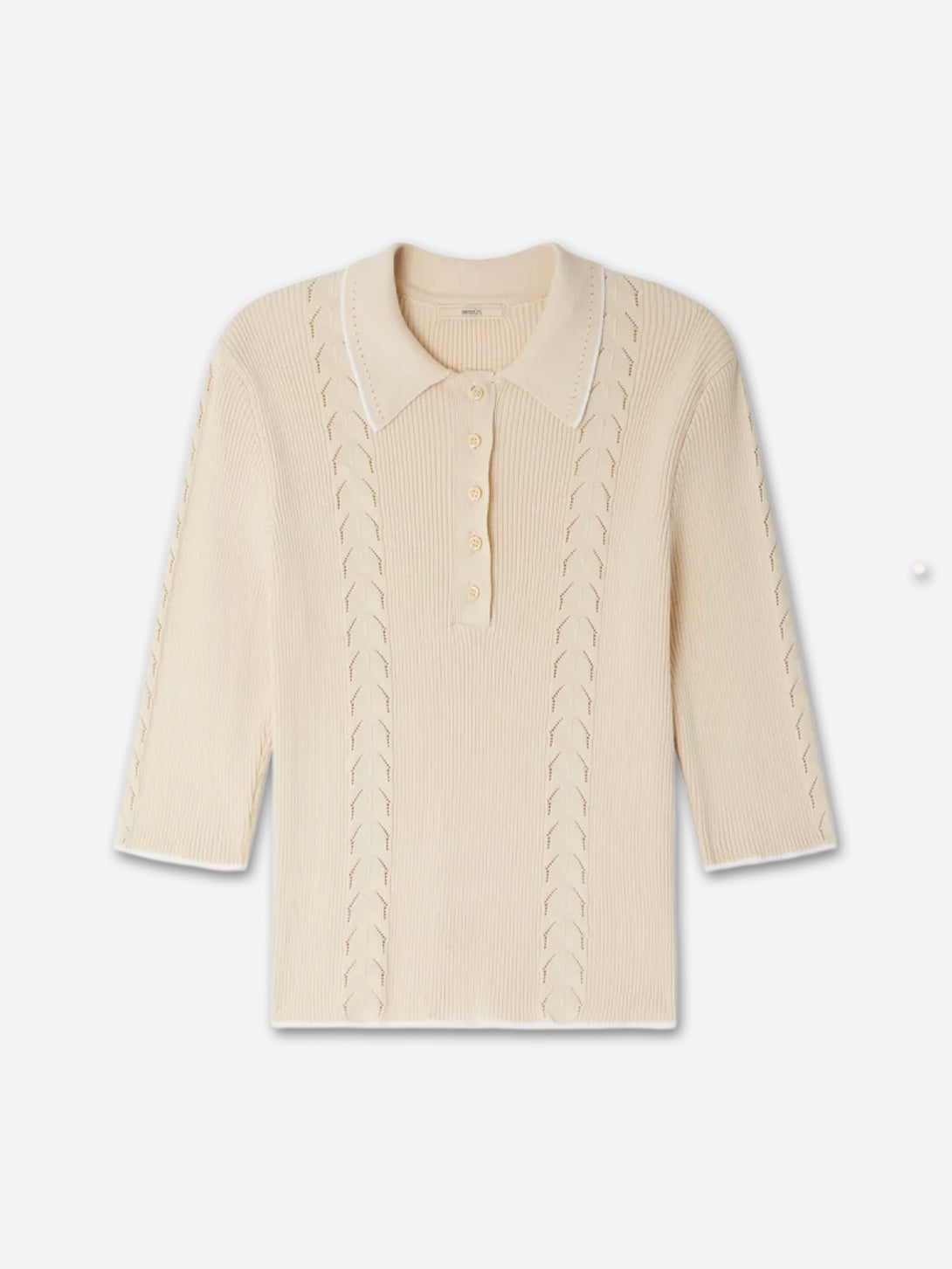 Tapioca Jodi Womens Sessun Knit Shirt Cotton Beige Collared Knitwear