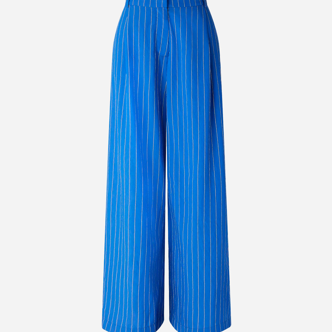 Office Blue Provencia Womens Striped Sessun Trousers Womens High Waisted Pants