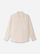 Tapioca San Juan Womens Sessun Button Up Collared Overshirt Striped Casual Woven Shirt