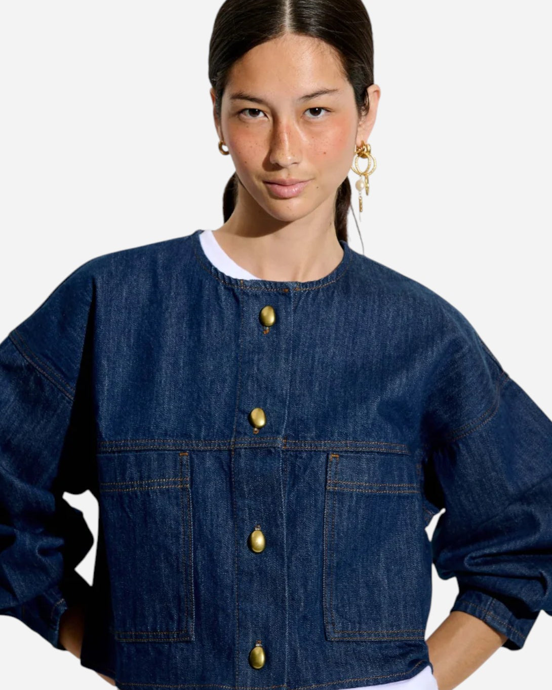 Seventy Blue Almodiva Womens Round Nck Denim Outerwear Sessun Clothing