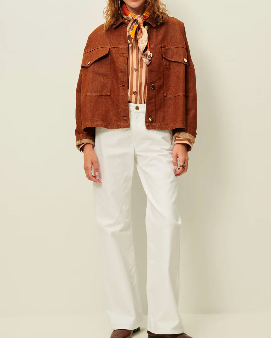 Toffee Midwest Womens Denim Overshirt Jacket Collared Button Up Outerwear Sessun