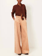 Rose Tan Paseo Womens Sessun Wide Leg Corduroy Trousers High Waisted Pants