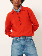 Vitamin Yanaka Womens Sessun Knit Collared Polo Shirt Fine Merino Wool