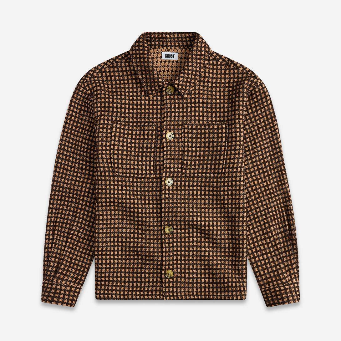 Golden Straw Wool Check Overshirt Mens Krost Flannel Overshirt