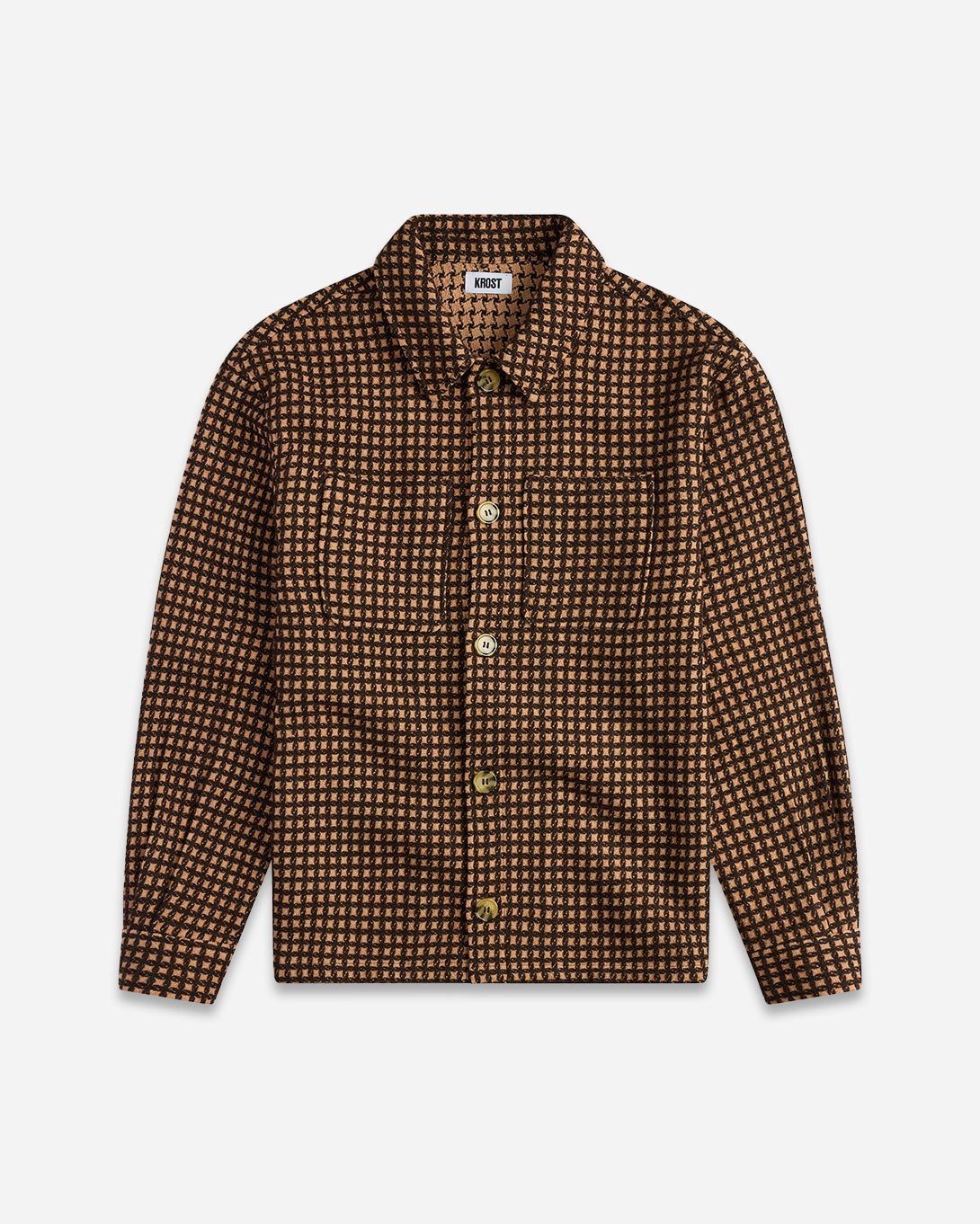 Golden Straw Wool Check Overshirt Mens Krost Flannel Overshirt