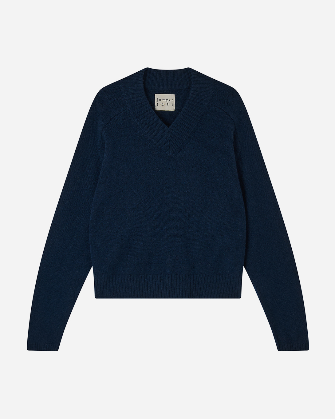 Navy Cropped Oversize Vee Jumper1234 Womens V Neck Cashmere Sweater