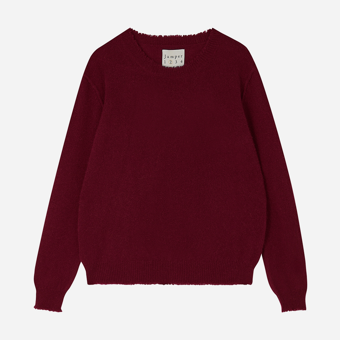 Burgundy Crop Crew Jumper1234 Crewneck Sweater 100% Cashmere Womens Sweater