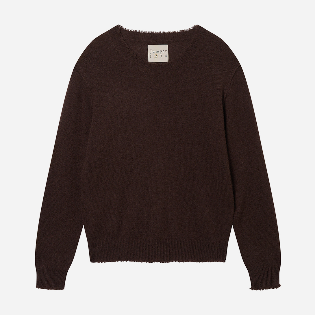 Pluto Distressed Crew Womens Jumper1234 Distressed Crew Neck Heavy Cashmere Sweater