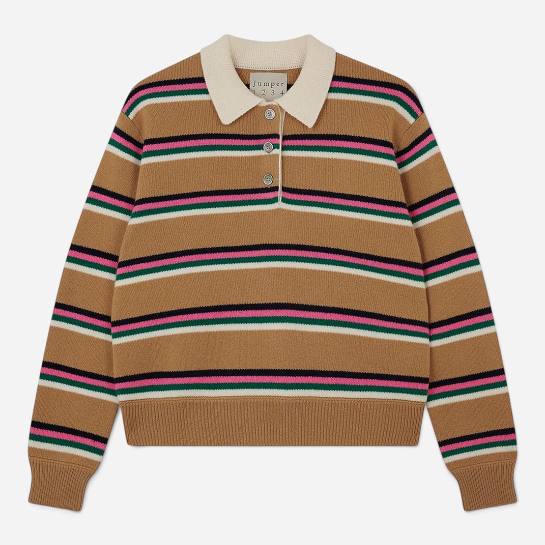 Earth Yellow Multi Tipping Stripe Rugby Shirt Jumper1234 Polo