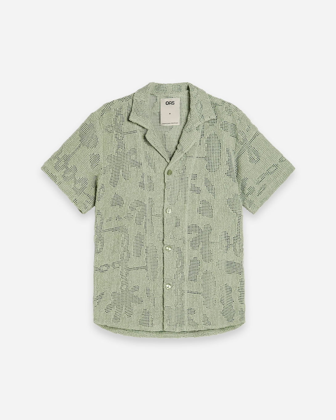 Galbanum Cuba Crochet Mens OAS Camp Collar Shirt Green