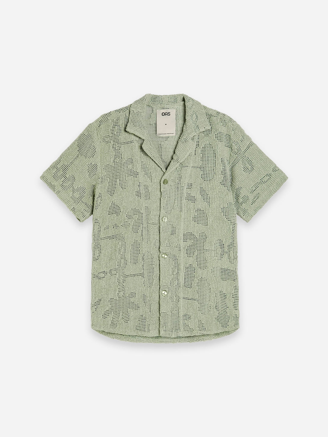 Galbanum Cuba Crochet Mens OAS Camp Collar Shirt Green