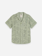 Galbanum Cuba Crochet Mens OAS Camp Collar Shirt Green