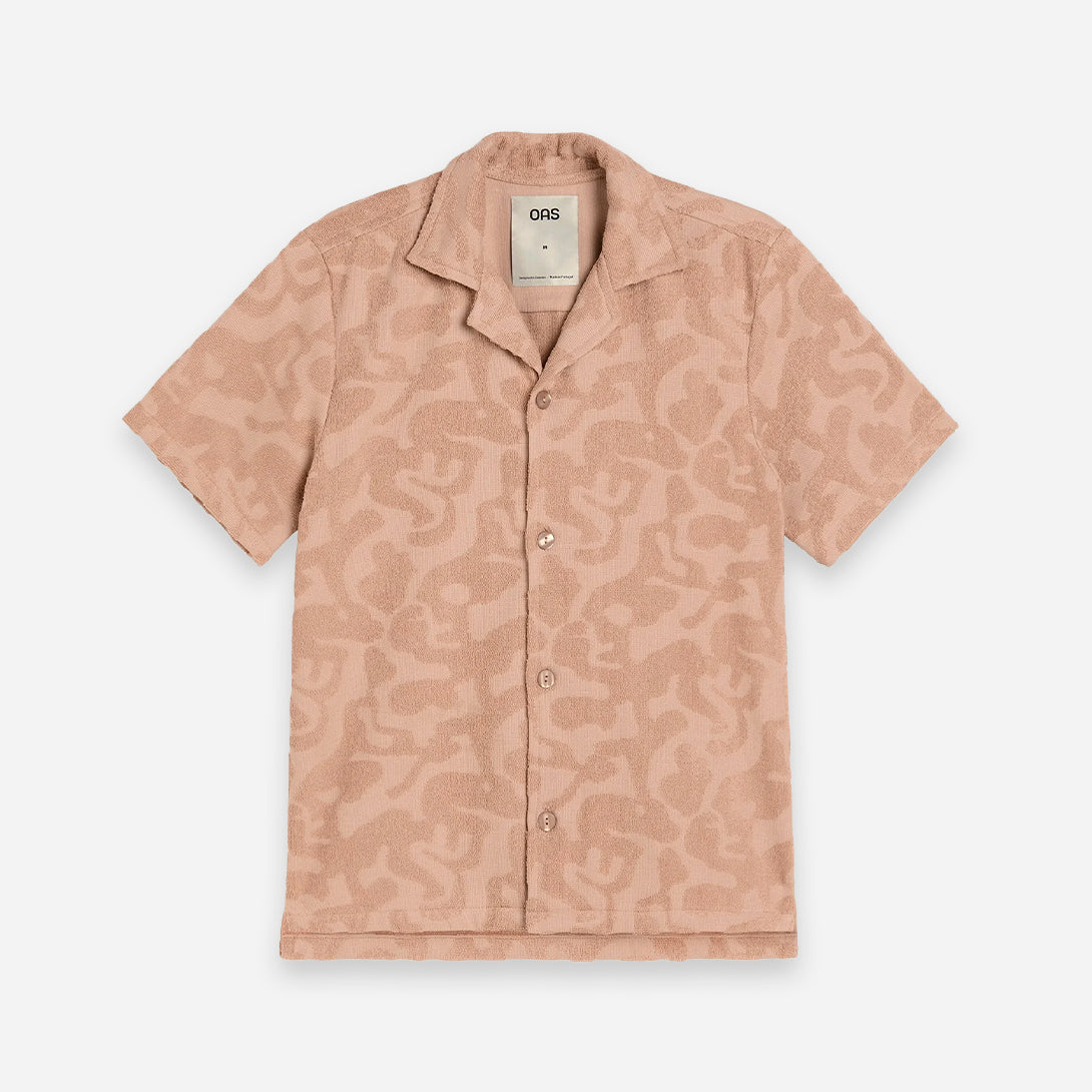 Blush Puzzlotec Cuba Terry Shirt Mens OAS Cotton Camp Collar Shirt