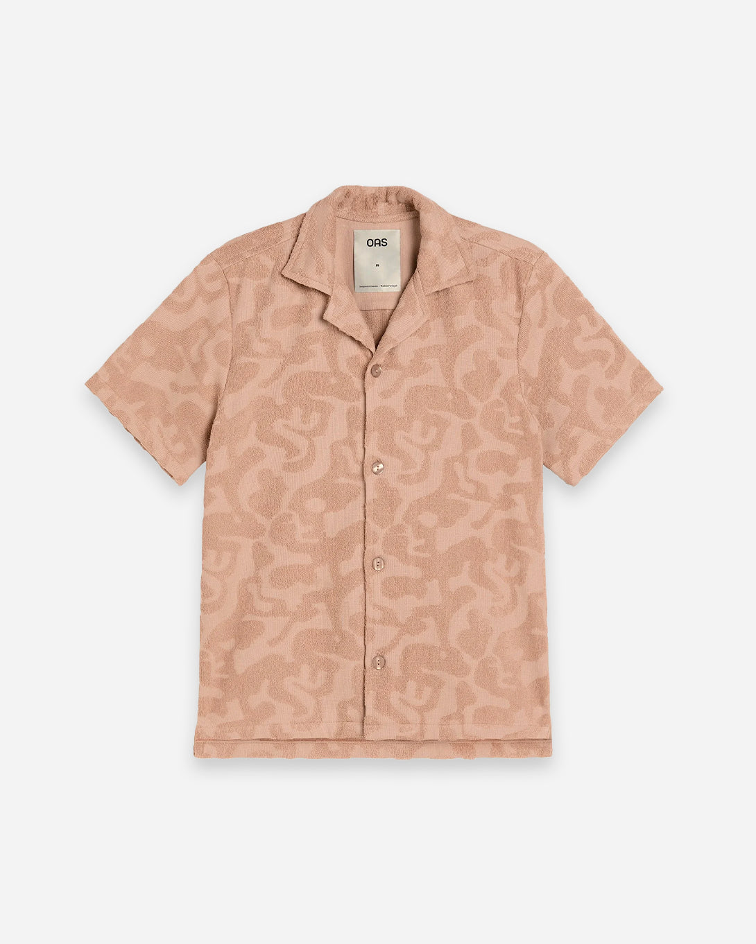 Blush Puzzlotec Cuba Terry Shirt Mens OAS Cotton Camp Collar Shirt