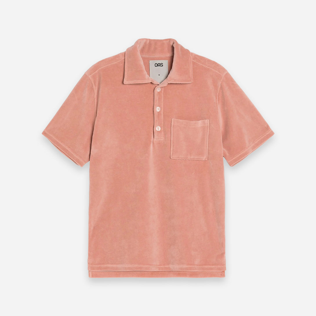 Cameo Girona Velour Shirt Mens Collared Button Shirt Summer Polo Shirt Chest Pocket