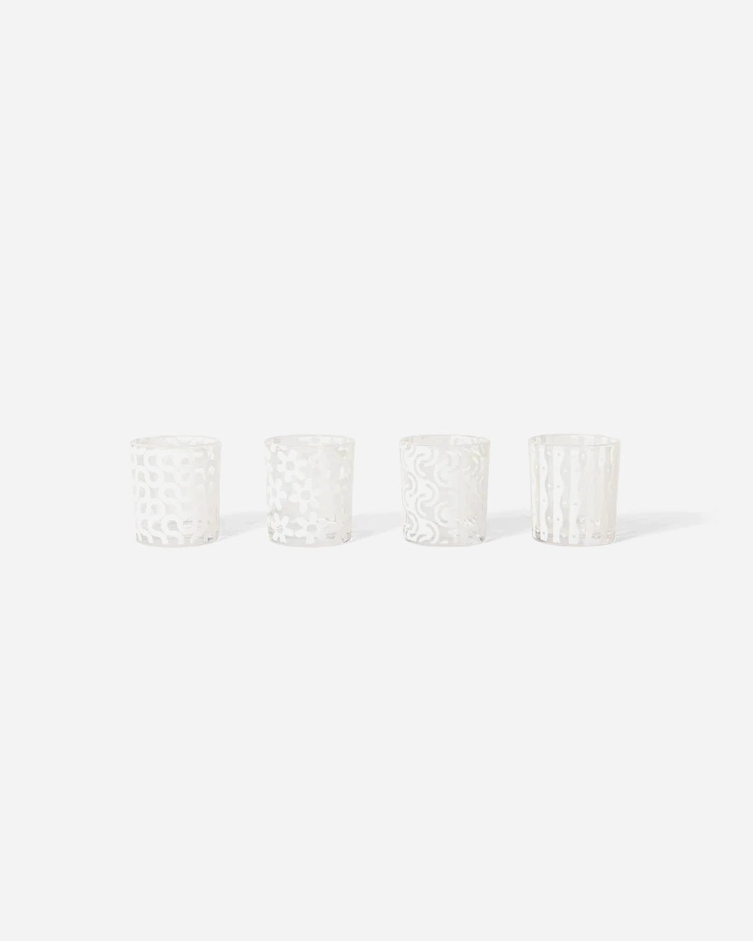 White Dusen Dusen Pattern Glasses 4-pack AreaWare Contemporary Kitchenware Artistic Cups