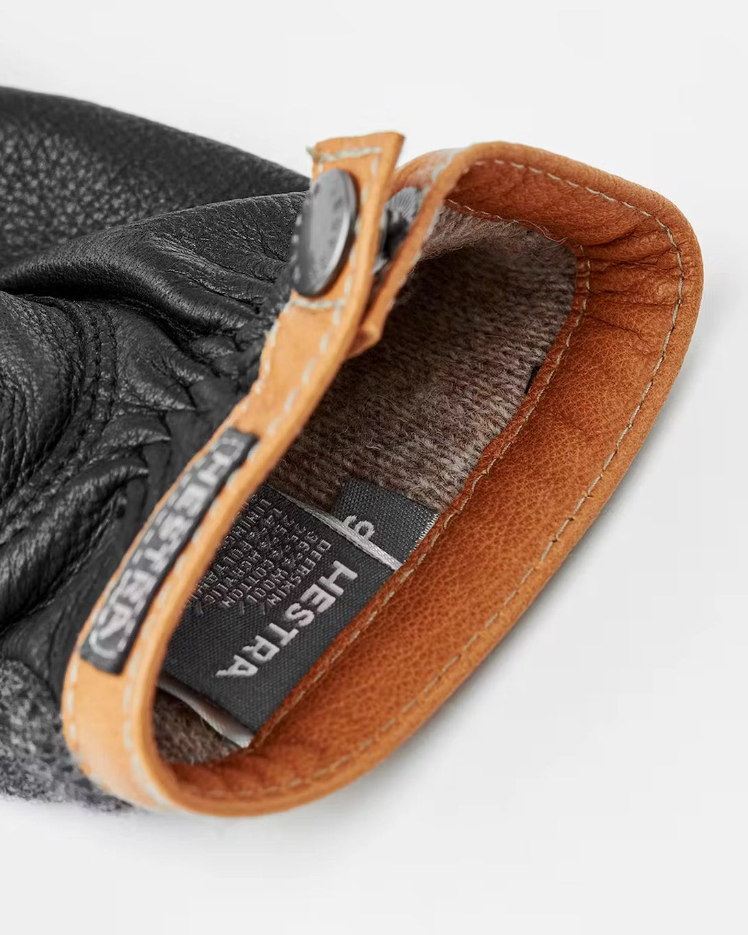 Charcoal/Black Deerskin Wool Tricot Hestra Gloves