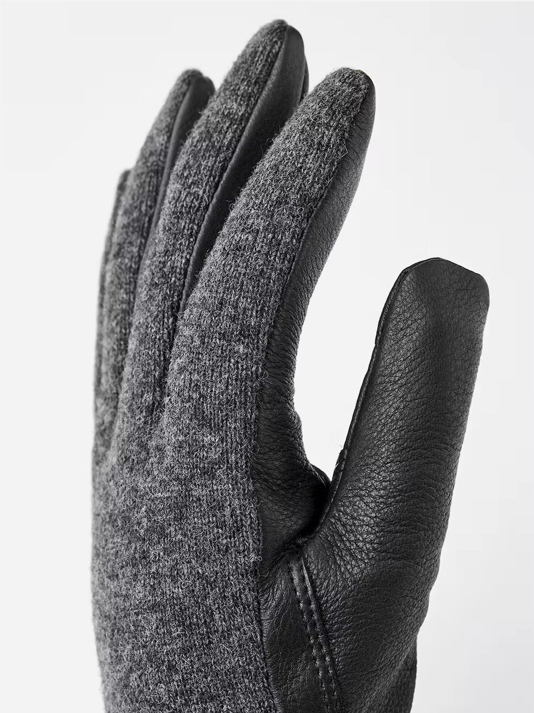 Charcoal/Black Deerskin Wool Tricot Hestra Gloves