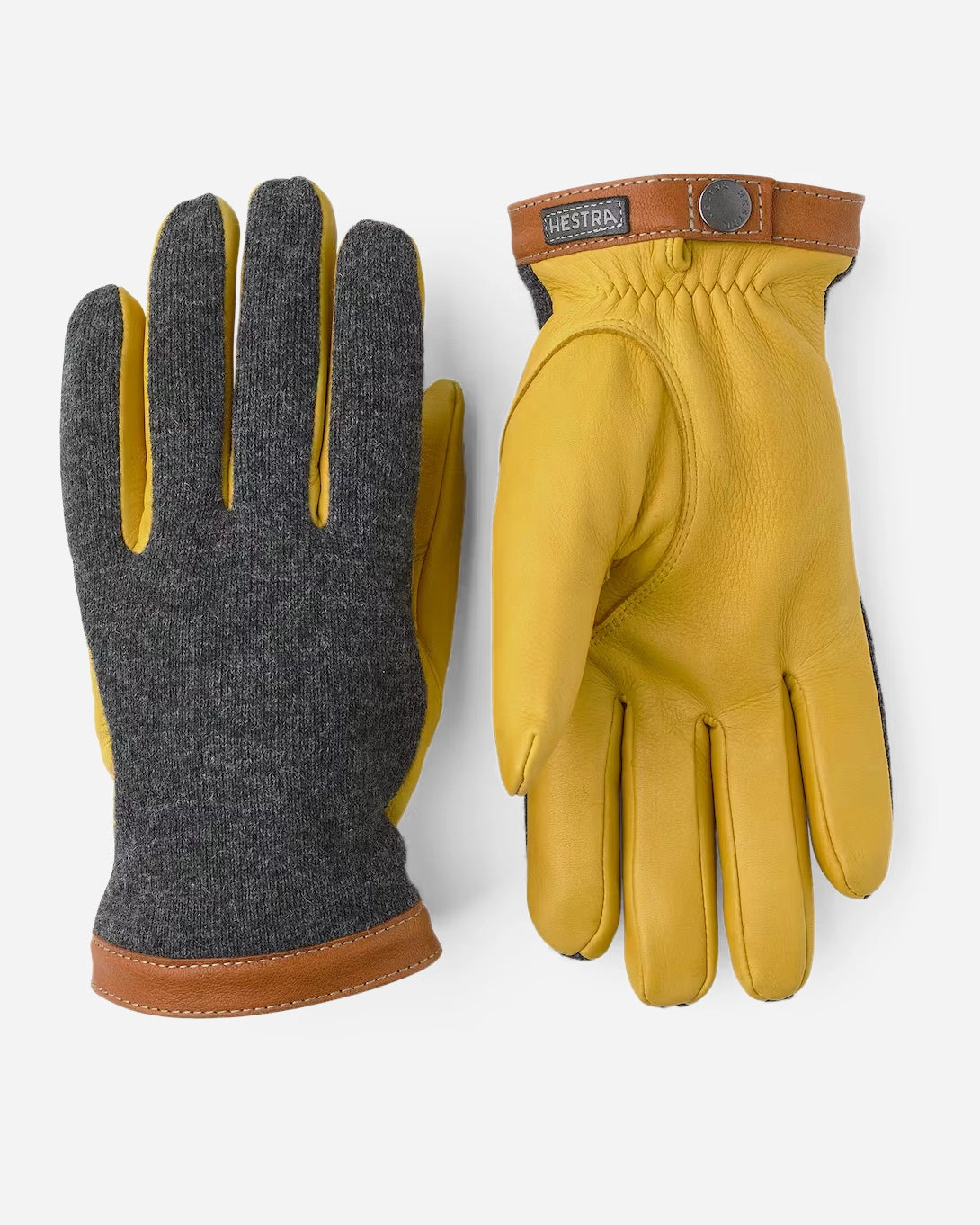Grey/Tan Deerskin Wool Tricot Hestra Gloves