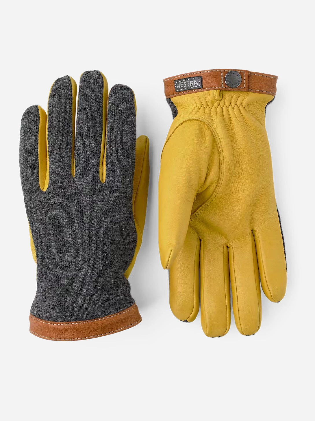 Grey/Tan Deerskin Wool Tricot Hestra Gloves