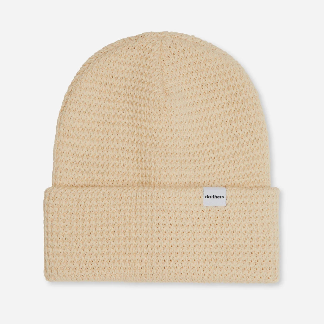 Off White Organic Cotton Waffle Knit Beanie Mens Winter Fall Accessory