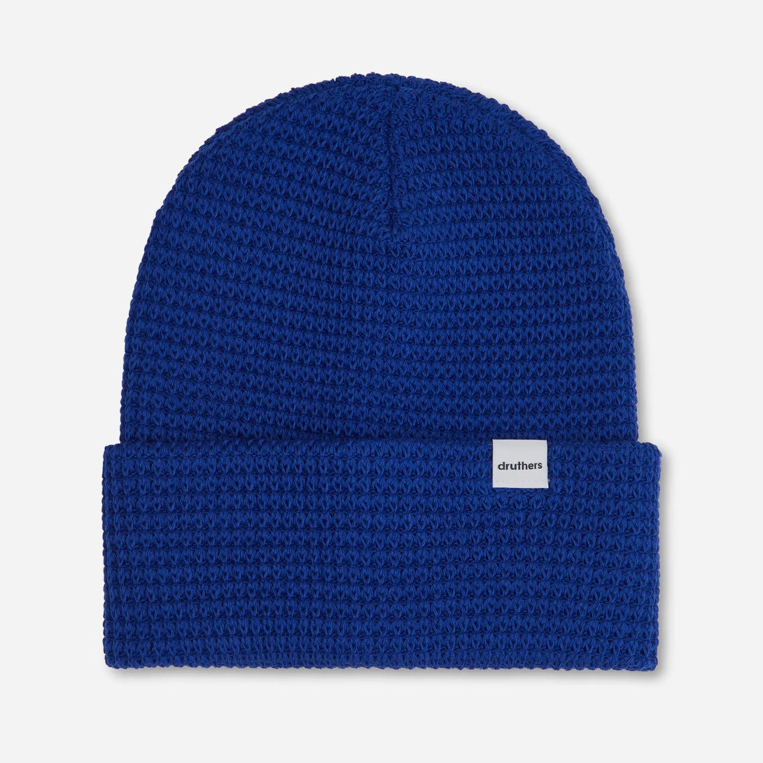 Royal Blue Organic Cotton Waffle Knit Beanie Mens Winter Fall Accessory