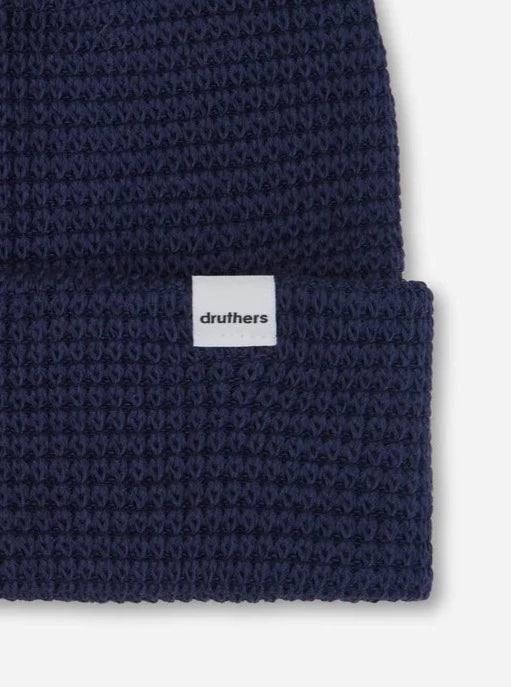 Navy Organic Cotton Waffle Knit Beanie Mens Winter Fall Acessory