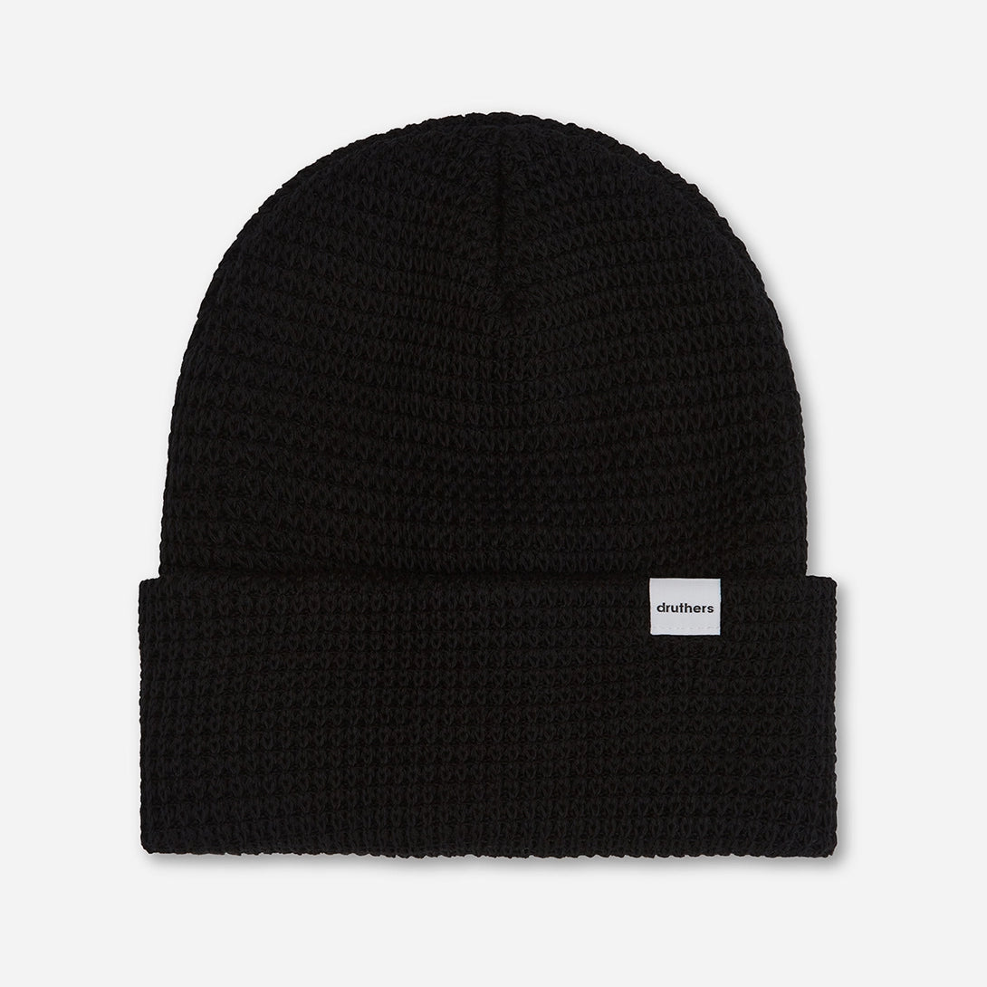 Black Organic Cotton Waffle Knit Beanie Druthers O.N.S