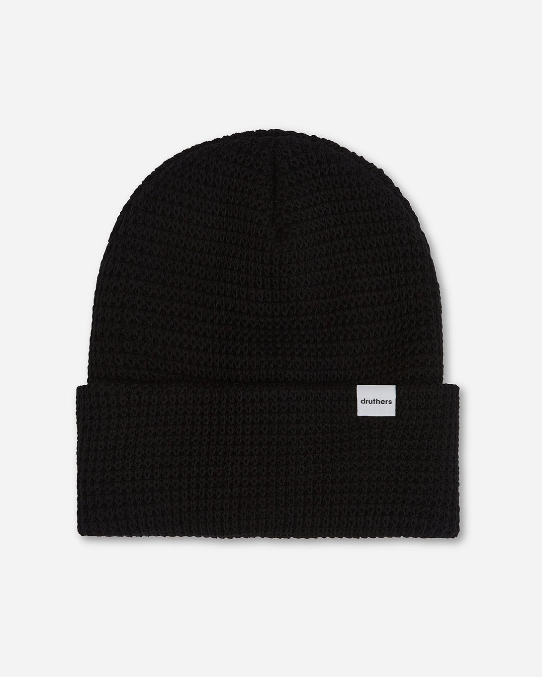 Black Organic Cotton Waffle Knit Beanie Druthers O.N.S