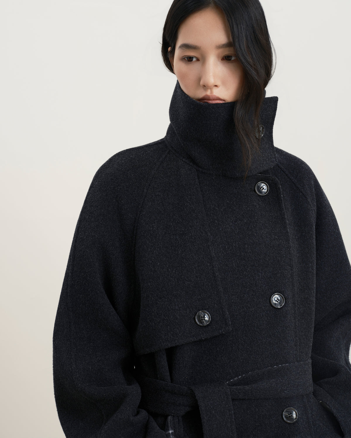 Raven Heather Doubleface Collar Coat Womens Long Overcoat Future Classics